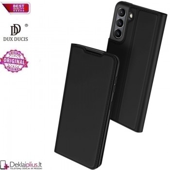 Dux Ducis dirbtinės odos viršelis - juodas (telefonui Samsung S21 Fe)